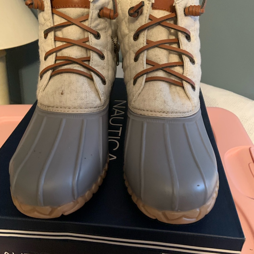 Off-White womens Gray and Tan Boots